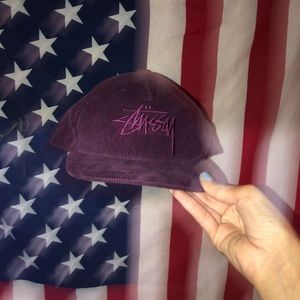 Burgundy Stüssy Corduroy SnapBack Hat